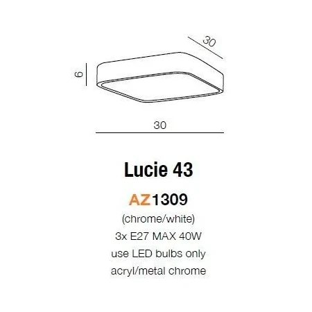 Plafon nowoczesny LUCIE 43 chrom AZ1309 - Azzardo