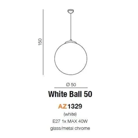 Lampa wisząca nowoczesna WHITE BALL 50  biała AZ1329 - Azzardo