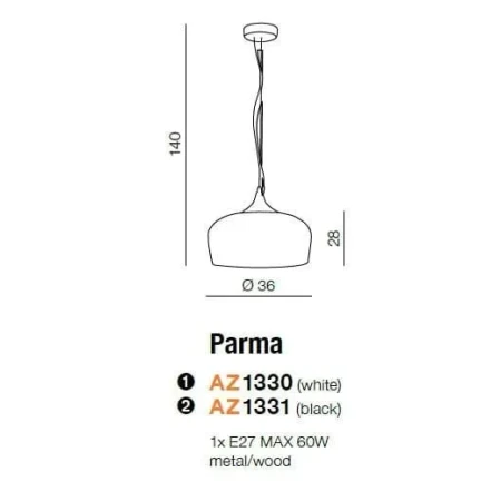 Lampa wisząca nowoczesna PARMA czarna AZ1331 - Azzardo