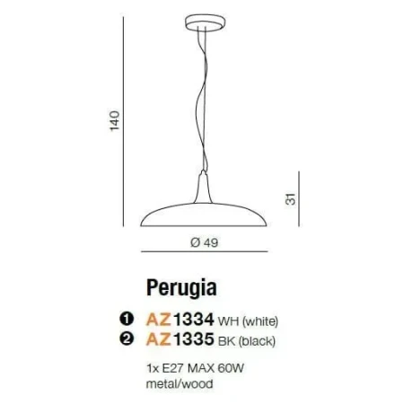 Lampa wisząca nowoczesna PERUGIA czarna AZ1335 - Azzardo