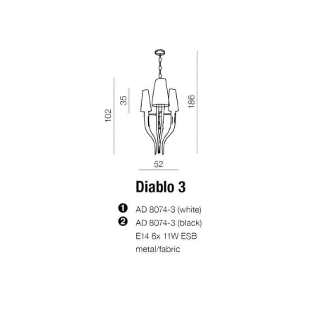 Lampa designerska wisząca DIABLO 3 czarna AZ1345 - Azzardo
