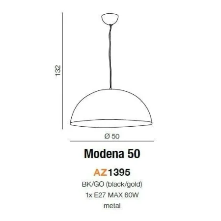 Lampa wisząca nowoczesna MODENA 50 czarna AZ1395 - Azzardo