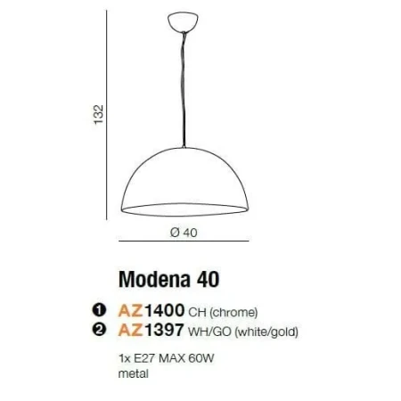 Lampa wisząca nowoczesna MODENA 40 chrom AZ1400 - Azzardo