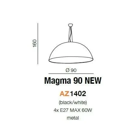 Lampa wisząca nowoczesna MAGMA 90 czarna AZ1402 - Azzardo