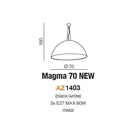 Lampa wisząca nowoczesna MAGMA 70 czarna AZ1403 - Azzardo