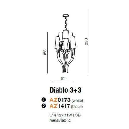 Lampa designerska wisząca DIABLO 3+3 czarna AZ1417 - Azzardo