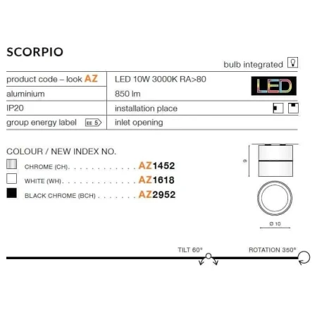 Oprawa sufitowa SCORPIO AZ1452 - Azzardo