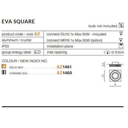 Oprawa do wbudowania EVA S chrom AZ1460 - Azzardo