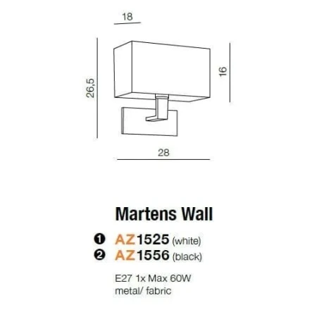 Kinkiet nowoczesny MARTENS WALL  biały AZ1525 - Azzardo