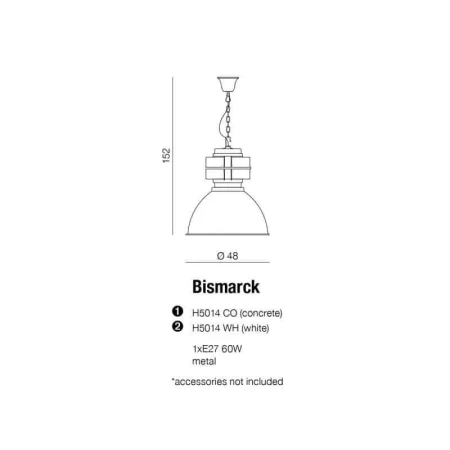 Lampa wisząca BISMARCK szara AZ1575 - Azzardo