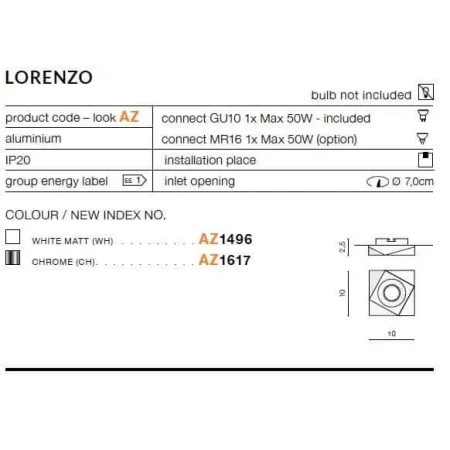 Oprawa do wbudowania LORENZO chrom AZ1617 - Azzardo