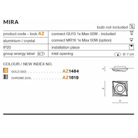 Oprawa do wbudowania MIRA chrom AZ1619 - Azzardo