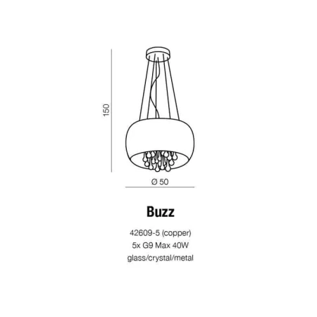 Lampa wisząca / Plafon designerski BUZZ miedziana AZ1646 - Azzardo