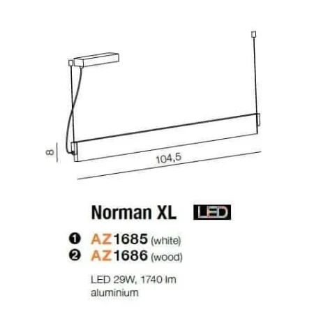 Lampa wisząca nowoczesna NORMAN XL  biała AZ1685 - Azzardo