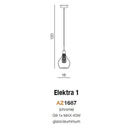 Lampa wisząca nowoczesna ELEKTRA 1 chrom AZ1687 - Azzardo