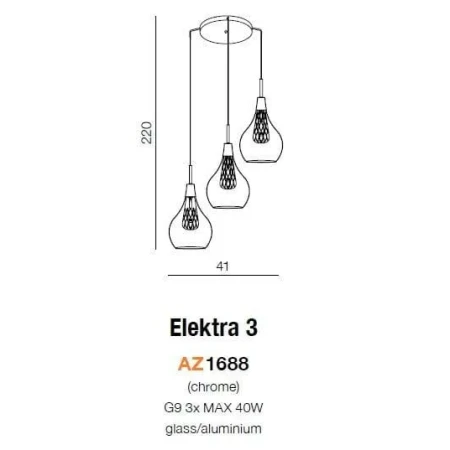 Lampa nad stół wisząca nowoczesna ELEKTRA 3 chrom AZ1688 - Azzardo
