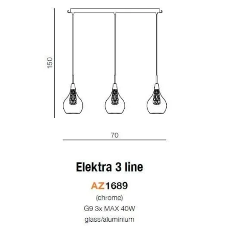 Lampa nad stół wisząca nowoczesna ELEKTRA 3 chrom AZ1689 - Azzardo