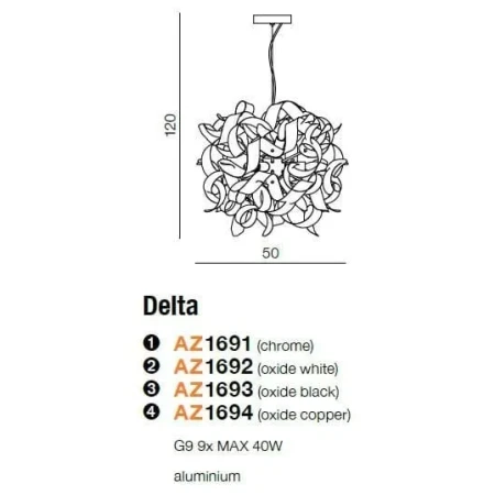 Lampa designerska wisząca DELTA chrom AZ1691 - Azzardo