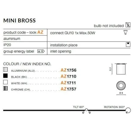 Oprawa sufitowa MINI BROSS czarna AZ1710 - Azzardo
