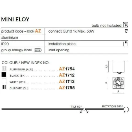 Oprawa sufitowa MINI ELOY  biała AZ1713 - Azzardo
