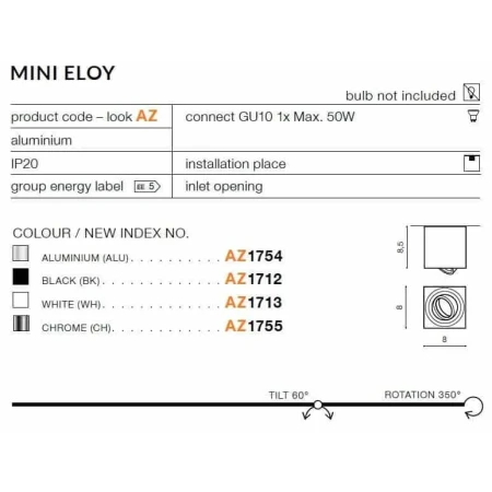 Oprawa sufitowa MINI ELOY chrom AZ1755 - Azzardo