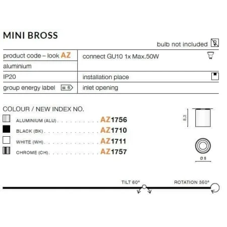 Oprawa sufitowa MINI BROSS srebrna AZ1756 - Azzardo