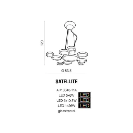 Lampa designerska wisząca SATELLITE chrom AZ1786 - Azzardo