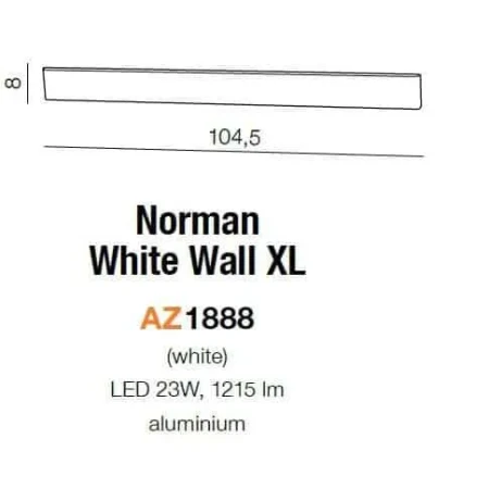 Kinkiet nowoczesny NORMAN XL  biały AZ1888 - Azzardo