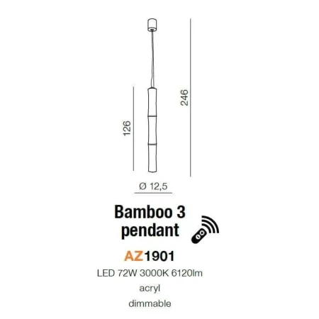 Lampa wisząca nowoczesna BAMBOO 3  biała AZ1901 - Azzardo