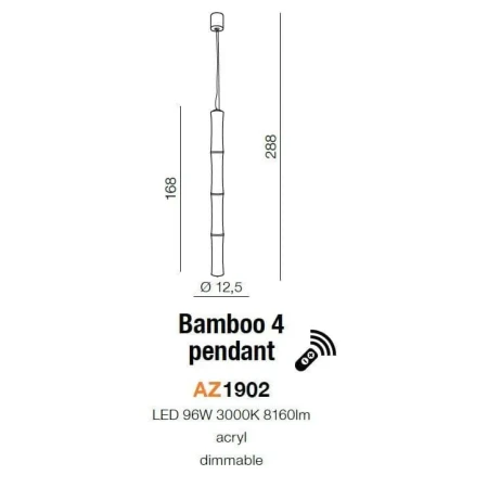 Lampa wisząca nowoczesna BAMBOO 4  biała AZ1902 - Azzardo