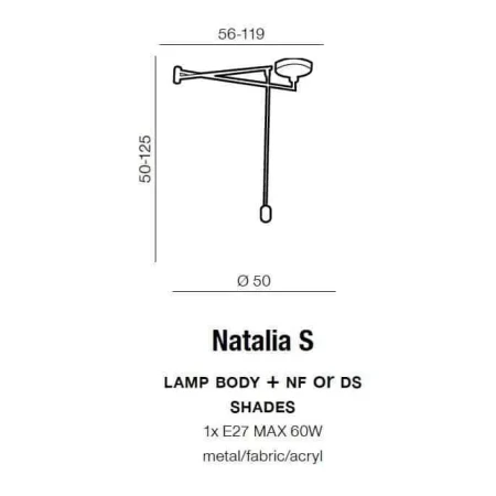 Lampa wisząca abażur NATALIA S  AZ1924 - Azzardo
