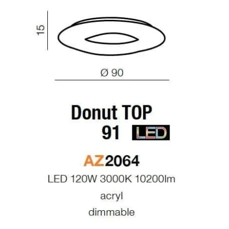 Plafon nowoczesny DONUT TOP 91  biały AZ2064 - Azzardo