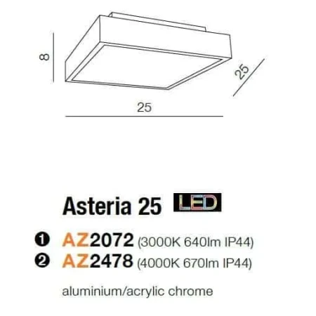 Plafon nowoczesny ASTERIA 25 chrom AZ2072 - Azzardo