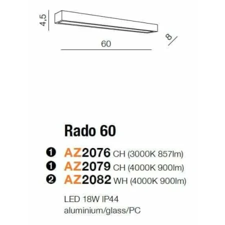 Kinkiet RADO 60 chrom AZ2076 - Azzardo