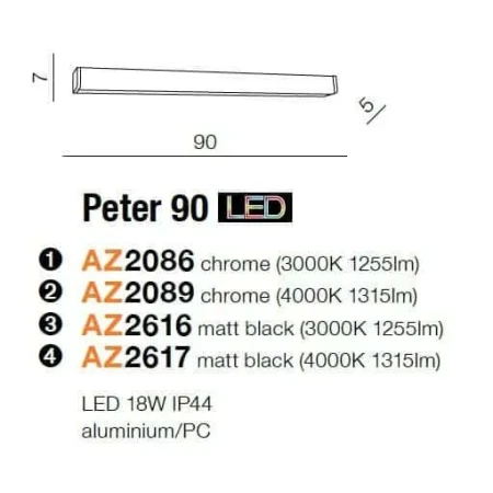 Kinkiet PETER 90 chrom AZ2089 - Azzardo