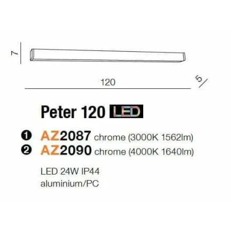 Kinkiet PETER 120 chrom AZ2090 - Azzardo