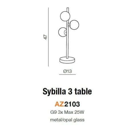 Lampa stołowa SYBILLA 3  biała AZ2103 - Azzardo