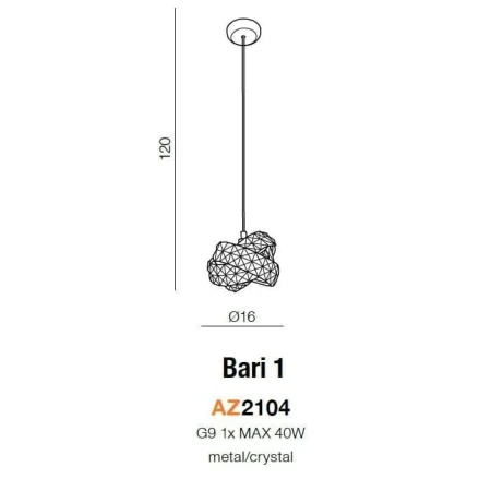 Lampa wisząca nowoczesna BARI 1 chrom AZ2104 - Azzardo