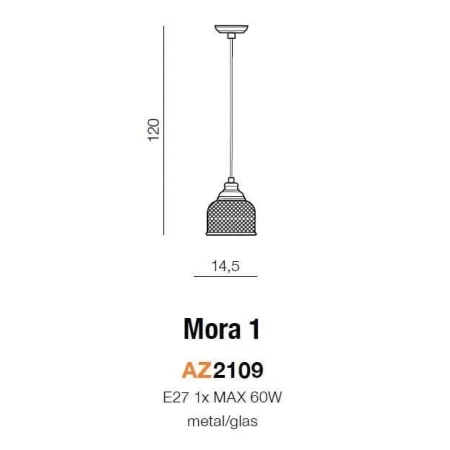 Lampa loft wisząca MORA 1 chrom AZ2109 - Azzardo