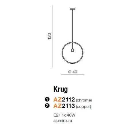 Lampa wisząca nowoczesna KRUG miedziana AZ2113 - Azzardo