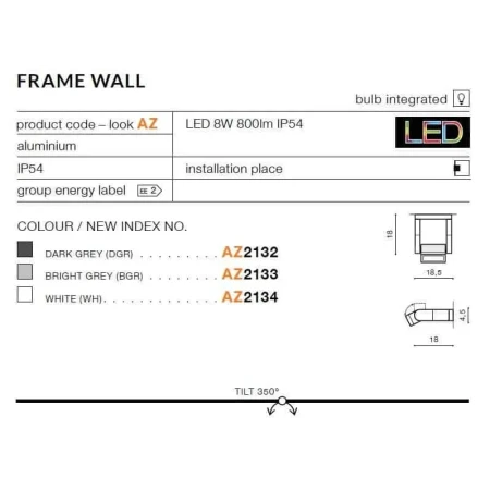 Kinkiet nowoczesny FRAME grafitowy AZ2132 - Azzardo