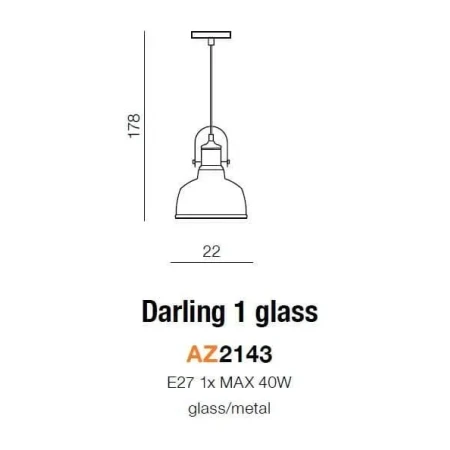 Lampa loft wisząca DARLING GLASS 1  biała AZ2143 - Azzardo