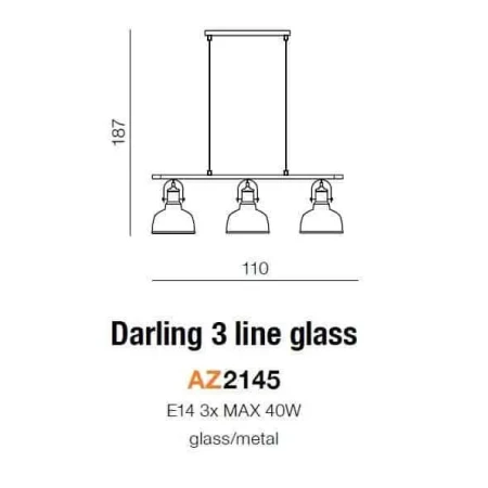 Lampa loft wisząca DARLING GLASS 3  biała AZ2145 - Azzardo