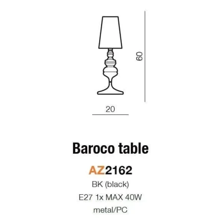Lampa stołowa BAROCO czarna AZ2162 - Azzardo