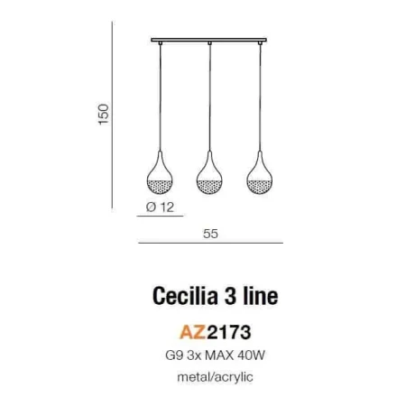 Lampa nad stół wisząca nowoczesna CECILIA 3 chrom AZ2173 - Azzardo