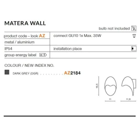 Kinkiet nowoczesny MATERA grafitowy AZ2184 - Azzardo