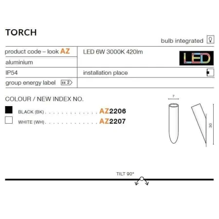 Kinkiet nowoczesny TORCH czarny AZ2206 - Azzardo
