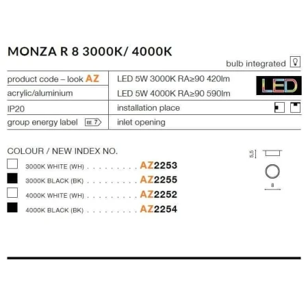 Plafon MONZA R 8 czarny AZ2254 - Azzardo