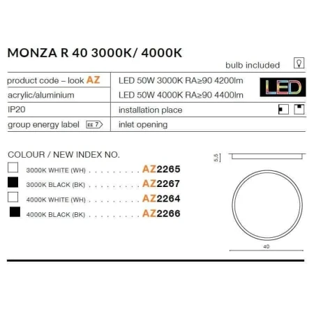 Plafon nowoczesny MONZA R 40  biały AZ2265 - Azzardo