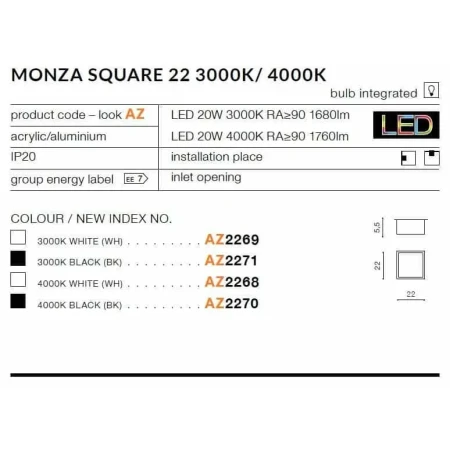 Plafon nowoczesny MONZA S 22  biały AZ2269 - Azzardo